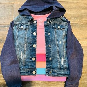 BUNDLE Justice Denim Hoodie Jacket with 5 Tank Tops Girls Size 8